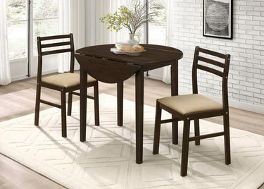 130005 Bucknell 3-piece Round Drop Leaf Dining Table Set Black