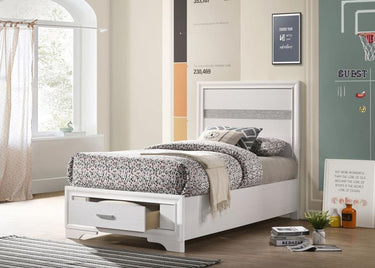 205111T Miranda 51-inch Wood Twin Storage Panel Bed White