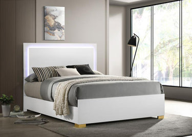 222931KE  Marceline Wood Eastern King LED Panel Bed White