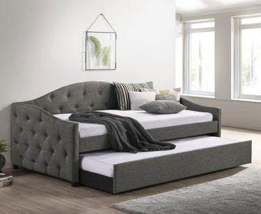 300638  Sadie Upholstered Twin Daybed with Trundle Grey