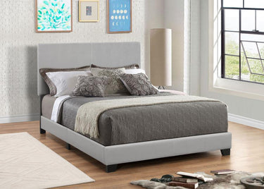 300763KE  Dorian Faux Leather Upholstered Eastern King Panel Bed Grey
