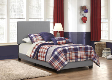 300763T  Dorian Faux Leather Upholstered Twin Panel Bed Grey