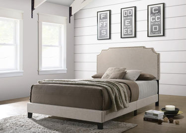 310061KE Tamarac Upholstered Eastern King Panel Bed Beige