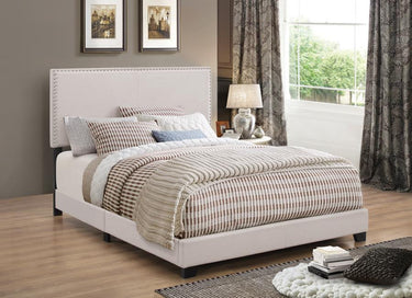 350051T  Boyd Upholstered Twin Panel Bed Ivory)