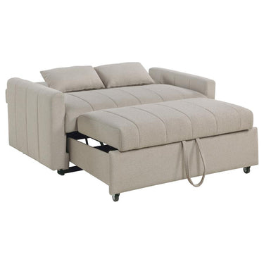 350142  Portland Boucle Upholstered Sleeper Sofa Bed Latte