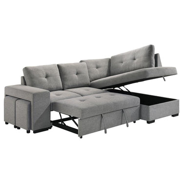 500347  Roanne Fabric Upholstered Sleeper Sectional Sofa Grey