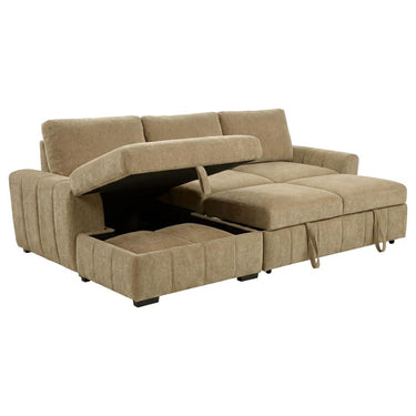 500358  Pastrana Upholstered Sleeper Sectional Sofa LAF Chaise Camel