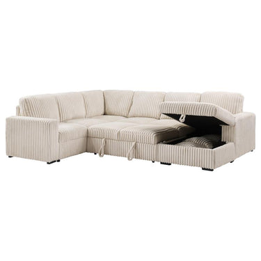 501205  Devonshire Sleeper Sectional Sofa Storage Chaise Camel
