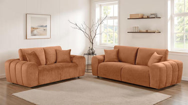 504951-S2  Burnett 2-piece Chenille Upholstered Sofa Set Burnt Orange