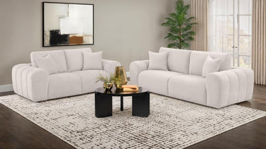 504955-S2  Burnett 2-piece Chenille Upholstered Sofa Set Ivory
