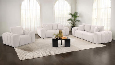 504955-S3  Burnett 3-piece Chenille Upholstered Sofa Set Ivory
