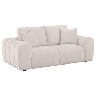504956  Burnett Chenille Upholstered Wide Arm Loveseat Ivory