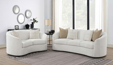 509171-S2  Rainn 2-piece Boucle Upholstered Sloped Arm Sofa Set Latte