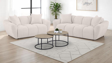 509301-S2 Destino 2-piece Chenille Splayed Arm Sofa Set Greige
