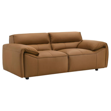 509502  Buxton Top Grain Leather Upholstered Loveseat Orange