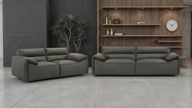 509504-S2 Buxton 2-piece Leather Upholstered Sofa Set Graphite