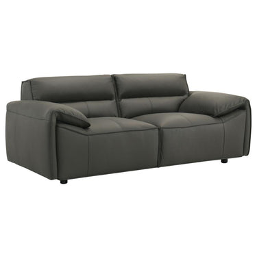 509505  Buxton Top Grain Leather Upholstered Loveseat Graphite