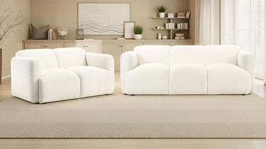 509811-S2  Dorset 2-piece Upholstered Round Track Arm Sofa Set White