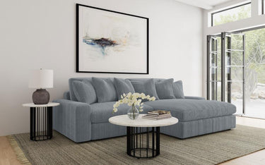 509900  Blaine 2-Piece Corduroy Reversible Chaise Sectional Sofa Fog
