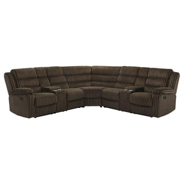 601510  Atkinson Upholstered Reclining Sectional Sofa Chocolate