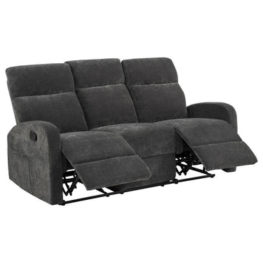 603374  Hamilton Chenille Manual Reclining Sofa Charcoal Grey