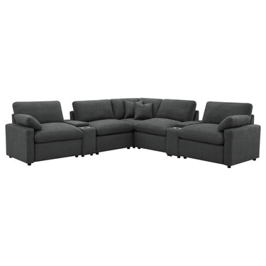 609530P-SETA  Collins 7-piece Modular Power Reclining Sectional Dark Grey