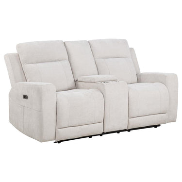 610152P Kennett Chenille Upholstered Power Reclining Loveseat Ivory