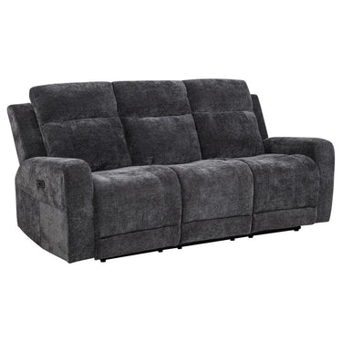 610154P  Kennett Chenille Upholstered Power Reclining Sofa Dark Grey