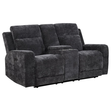 610155P  Kennett Chenille Upholstered Power Reclining Loveseat Grey