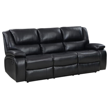 610244  Camila Upholstered Motion Reclining Sofa Black