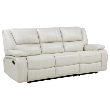 610247  Camila Upholstered Motion Reclining Sofa White