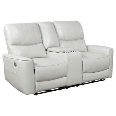 610262P  Greenfield Upholstered Power Reclining Loveseat Dove Grey