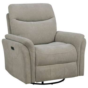 610423P  Adler Upholstered Power Swivel Glider Recliner Greige
